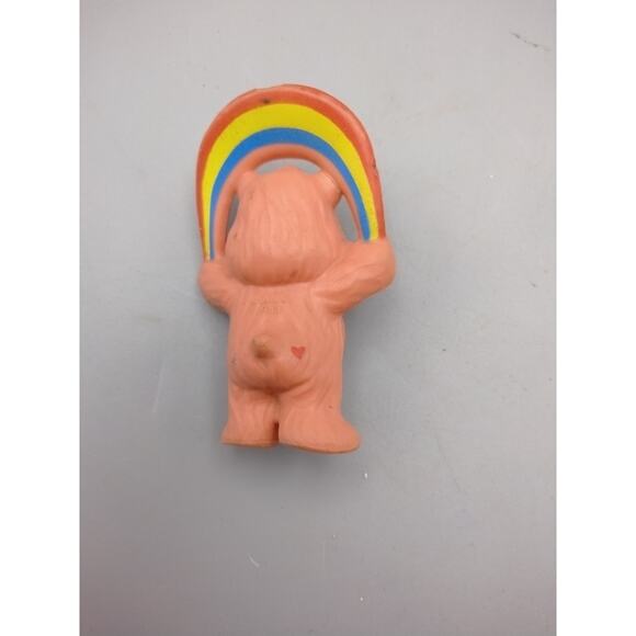 Care bear 1983 Cheer Bear Plastic PVC Figurine Clouds Rainbow Lot Of 2 - Picture 6 of 7